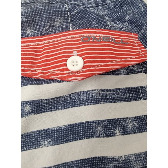 O'Neil Boars Shorts Size 32 Men's Red White Blue Drawstring Waist Pockets - Picture 7 of 7